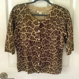 Kenar cashmere animal print cardigan size medium